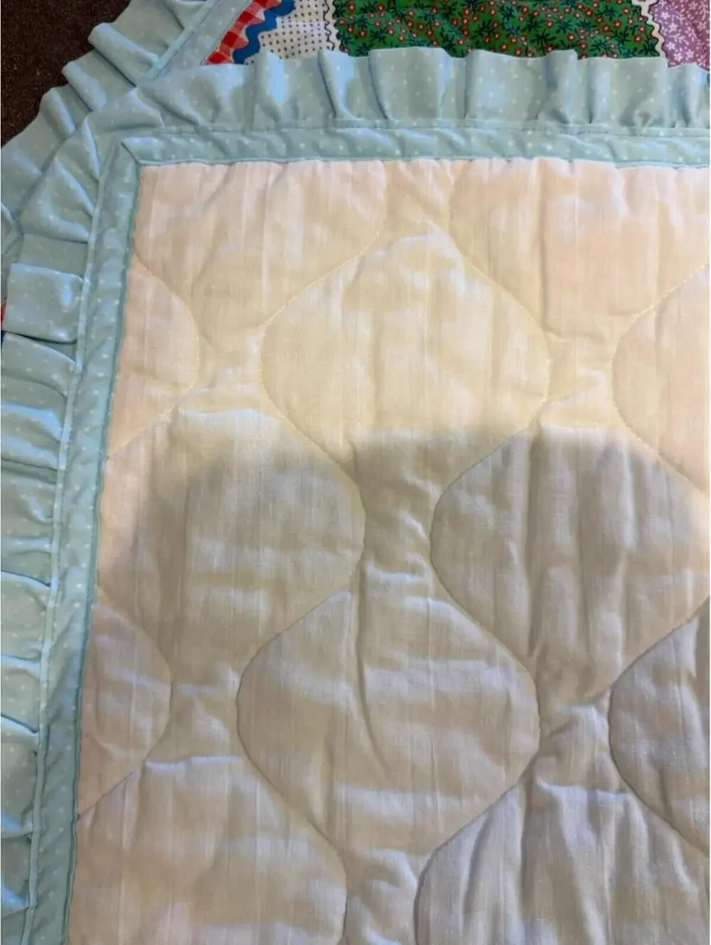Handmade Baby Quilt Wallhanging Design Printed On Rainbow 32.5” X 40”